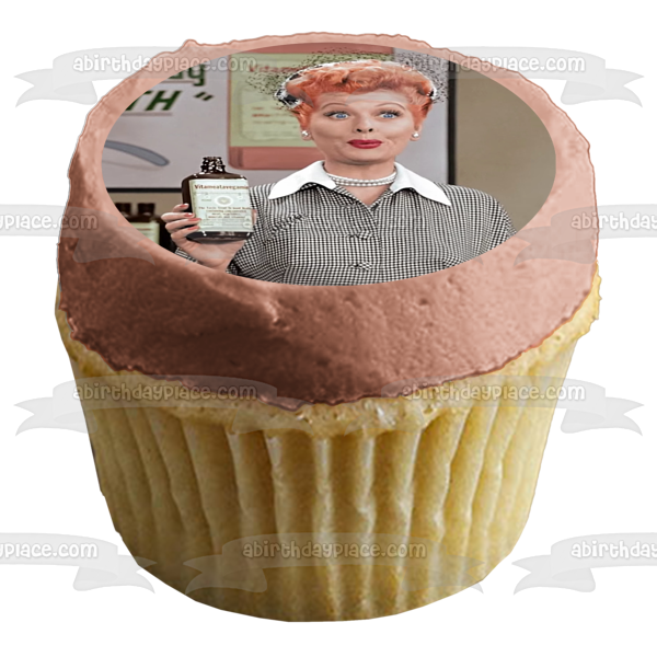 I Love Lucy Lucille Ball Vitameatavegamin - Decoración comestible para tarta comercial, imagen ABPID01236 