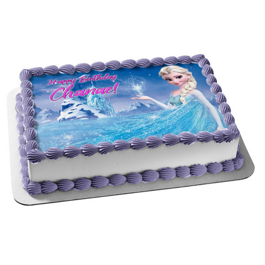 Imagen comestible para decoración de tarta de Frozen Elsa y un castillo de hielo ABPID05736 