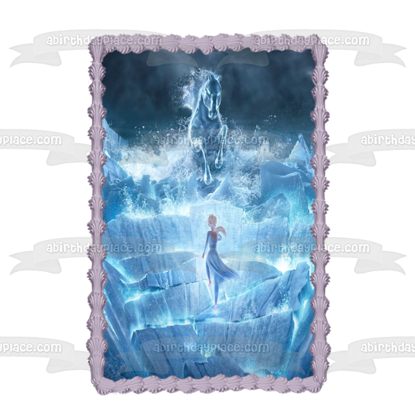 Frozen 2 Elsa Nokk Water Horse Water Spirit Adorno comestible para tarta Imagen ABPID50663 