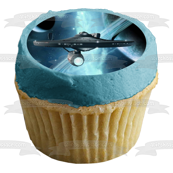 Star Trek USS Enterprise con un fondo de galaxia Imagen comestible para decoración de tartas ABPID06742 