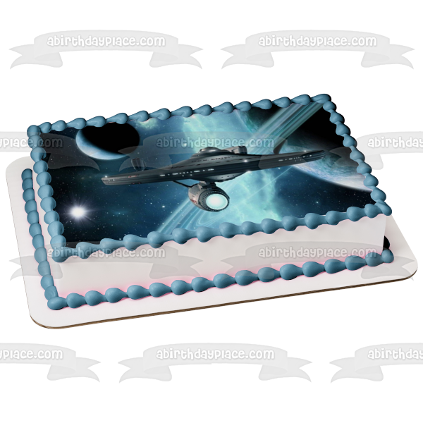 Star Trek USS Enterprise con un fondo de galaxia Imagen comestible para decoración de tartas ABPID06742 