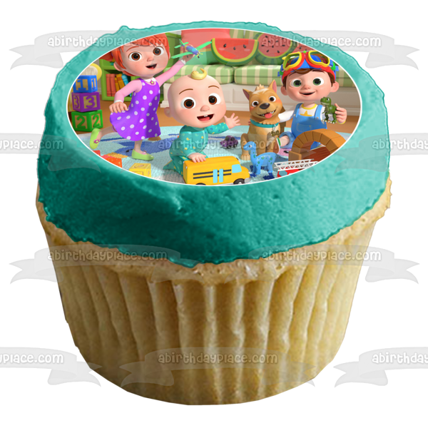 Programa de televisión infantil Cocomelon JJ. Imagen comestible para decoración de tarta Yoyo Tom Tom ABPID52949 