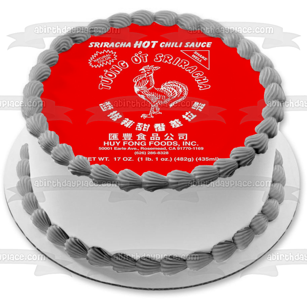 Sriracha Hot Chili Sauce Label Edible Cake Topper Image ABPID52861