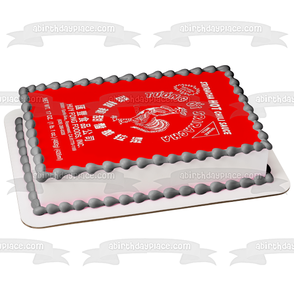 Sriracha Hot Chili Sauce Label Edible Cake Topper Image ABPID52861