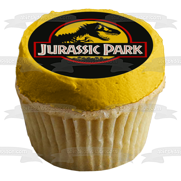 Imagen comestible para decoración de tarta con logotipo de Jurassic Park y T-Rex ABPID04001 