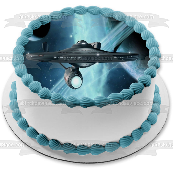 Star Trek USS Enterprise con un fondo de galaxia Imagen comestible para decoración de tartas ABPID06742 