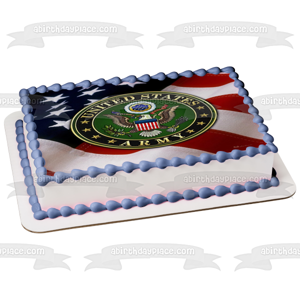 United States Army Emblem Eagle American Flag Edible Cake Topper Image ABPID27504