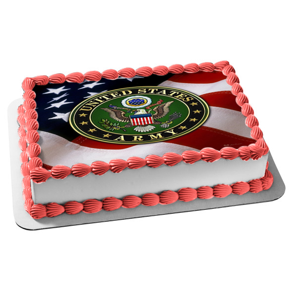 United States Army Emblem Eagle American Flag Edible Cake Topper Image ABPID27504