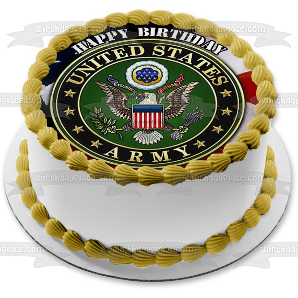 United States Army Emblem Eagle American Flag Edible Cake Topper Image ABPID27504