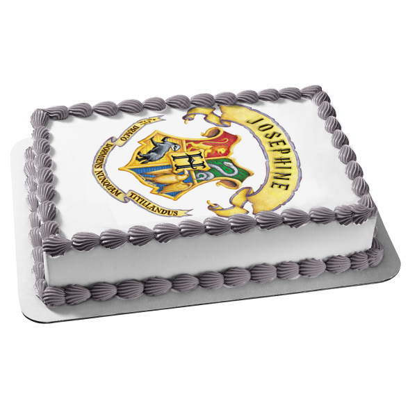 Classic Harry Potter Hogwarts Crest Customizable Wizard Magic Edible Cake Topper Image ABPID53591