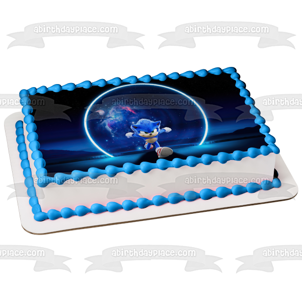 Imagen comestible para decoración de tarta de Sonic corriendo por el universo ABPID53625 