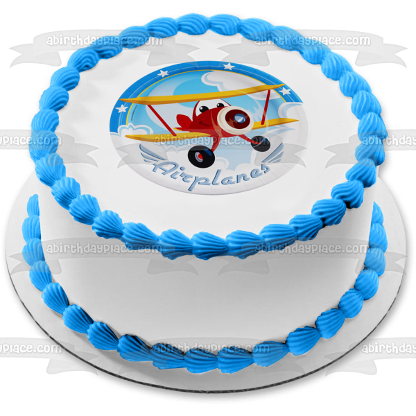 Airplane Adventure Juan Stars Edible Cake Topper Image ABPID01272