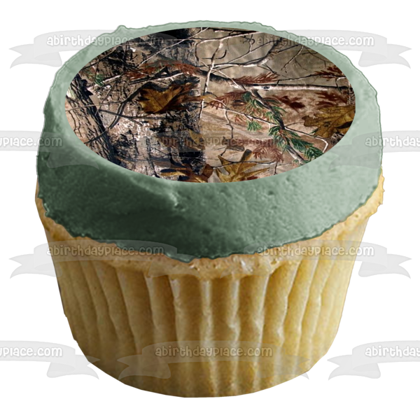 Árbol Camo Hojas Camuflaje Verde Marrón Comestible Cake Topper Imagen ABPID01514 