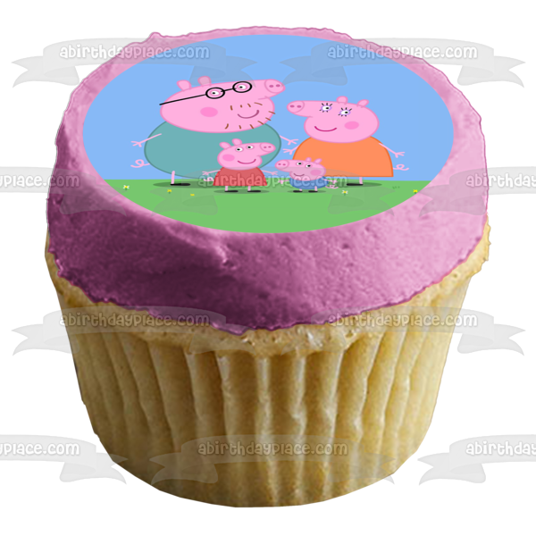 Peppa Pig Mamá Papá George Adorno comestible para tarta Imagen ABPID00802 