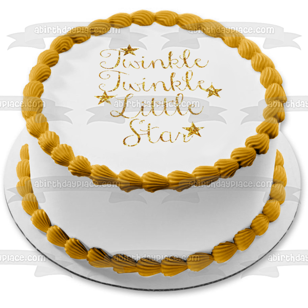 Palabras doradas Twinkle Twinkle Little Star con estrellas doradas Imagen de adorno comestible para pastel ABPID01452 