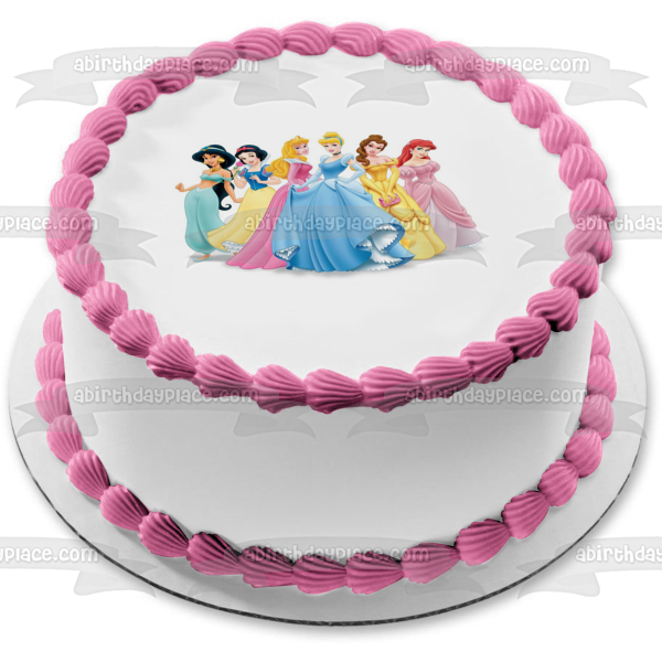 Princesas Cenicienta Bella Ariel Blancanieves Jazmín y Aurora Imagen comestible para tarta ABPID01560 