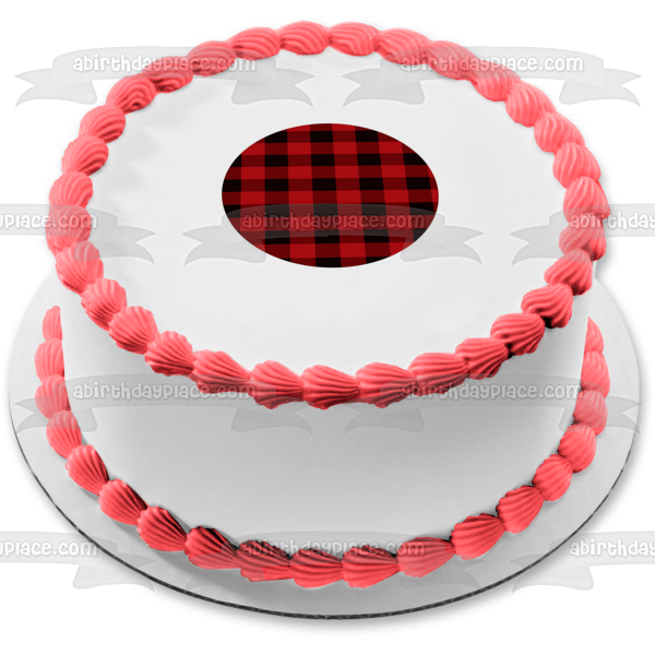 Black and Grey Plaid Birthday ~ Edible 2D Fondant Birthday Cake