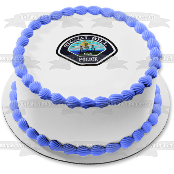 Imagen comestible para tarta con insignia del Departamento de Policía de Signal Hill ABPID01799 