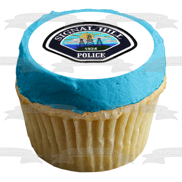 Imagen comestible para tarta con insignia del Departamento de Policía de Signal Hill ABPID01799 