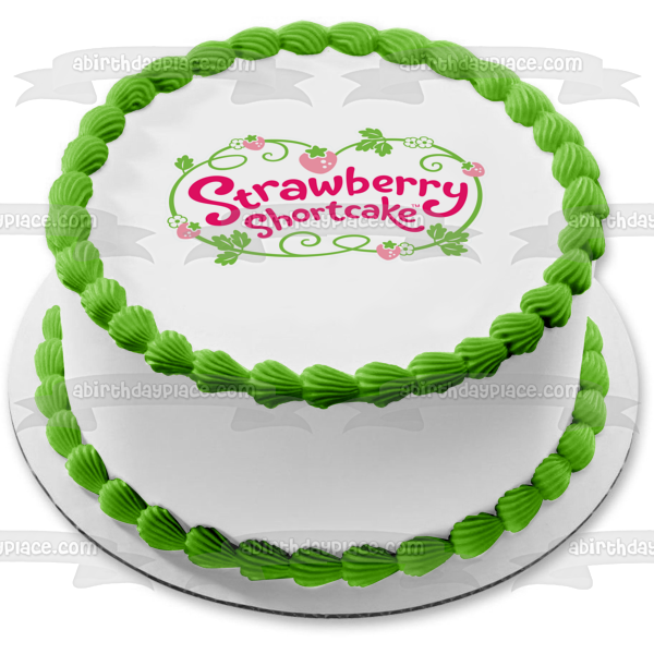 Tarta de Fresa con logotipo de dibujos animados, plantas y flores, decoración comestible para tarta, imagen ABPID03180