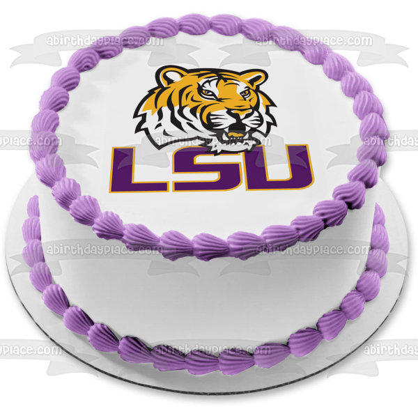 Imagen comestible para tarta con logotipo de los Tigres de la Universidad Estatal de Luisiana ABPID03183 