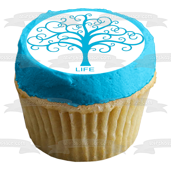 Tree of Life Blue Edible Cake Topper Image ABPID05018