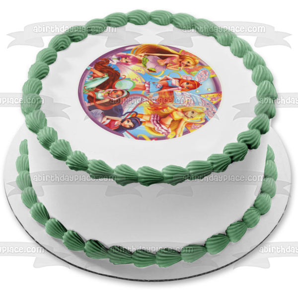 Winx Club Fairy Friends Stella Musa Aisha Bloom Flora y Tecna Imagen comestible para decoración de tarta ABPID03208 