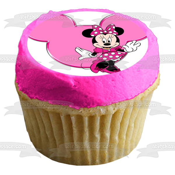 Adorno comestible para tarta rosa de Minnie Mouse, imagen ABPID05072 