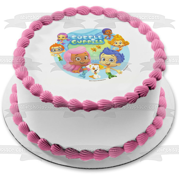 Bubble Guppies Logo Dog and Fish Edible Cake Topper Image ABPID03228