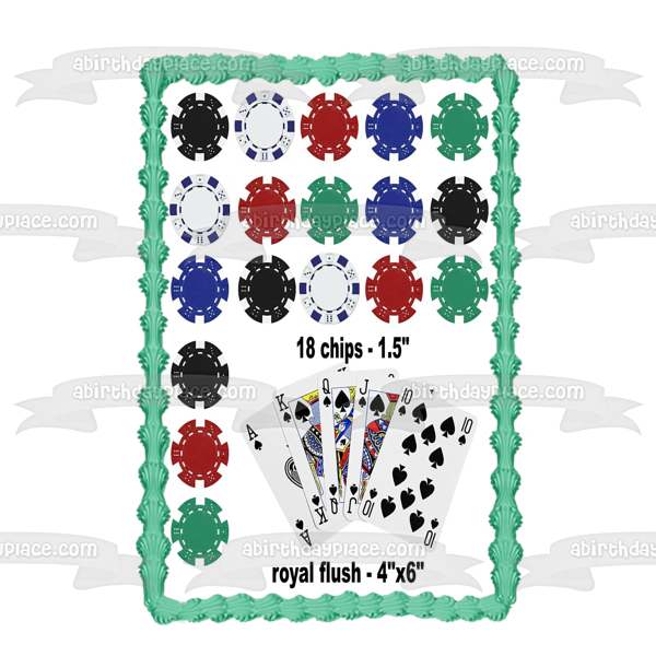 Poker Playing Cards and Chips Edible Cake Topper Image ABPID05213