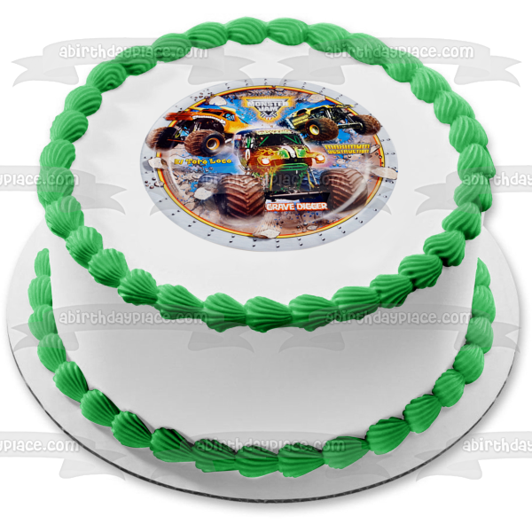 Monster Jam El Toro Loco and Grave Digger Maximum Destruction Edible Cake Topper Image ABPID03370