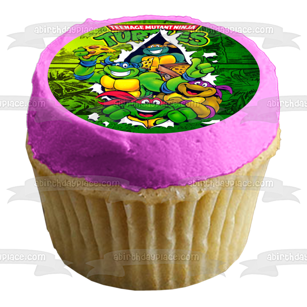 Teenage Mutant Ninja Turtles Donatello Michaelangelo Leonardo Raphael and  Pizza Edible Cake Topper Image ABPID05224