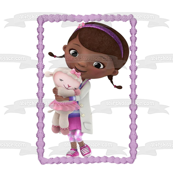 Imagen comestible para decoración de tarta de Doc McStuffins abrazando y Lambie ABPID03377 