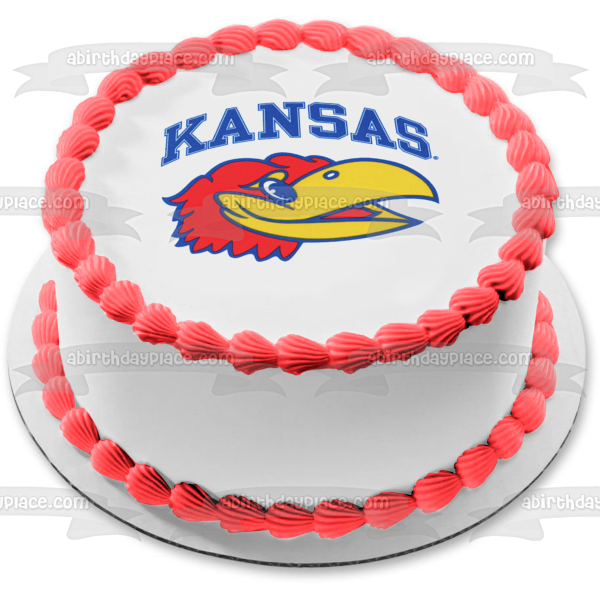 Imagen comestible para decoración de tarta con el logotipo de los Jayhawks de la Universidad de Kansas ABPID49706 