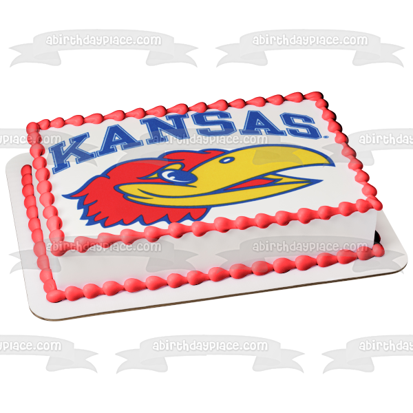 Imagen comestible para decoración de tarta con el logotipo de los Jayhawks de la Universidad de Kansas ABPID49706 