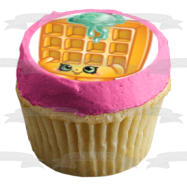 Shopkins Shoppies Kooky Cookie Poppa Pretzle Waffle Sue Wishes y Polly Polish Edible Cupcake Topper Imágenes ABPID03384