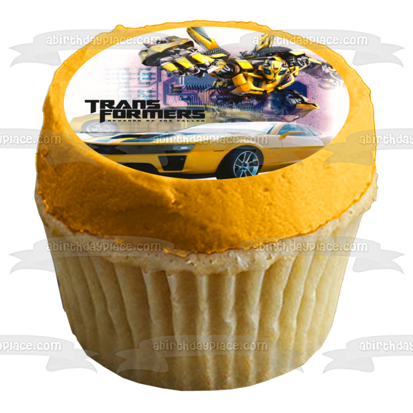 Transformers Reverse of the Fallen Bumblebee Autobot y Goldwheels Imagen comestible para decoración de tarta ABPID05231 