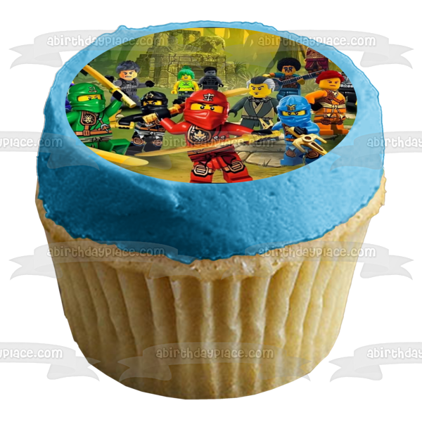 Imagen comestible para decoración de tarta con el logotipo de Ninjago, Kai, Zane, Cole y Jay, ABPID05254 