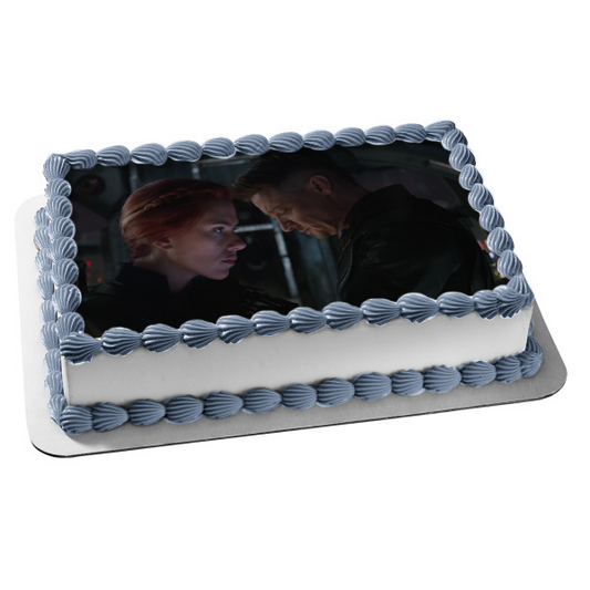 Avengers End Game Hawkeye Black Widow Edible Cake Topper Image ABPID49756