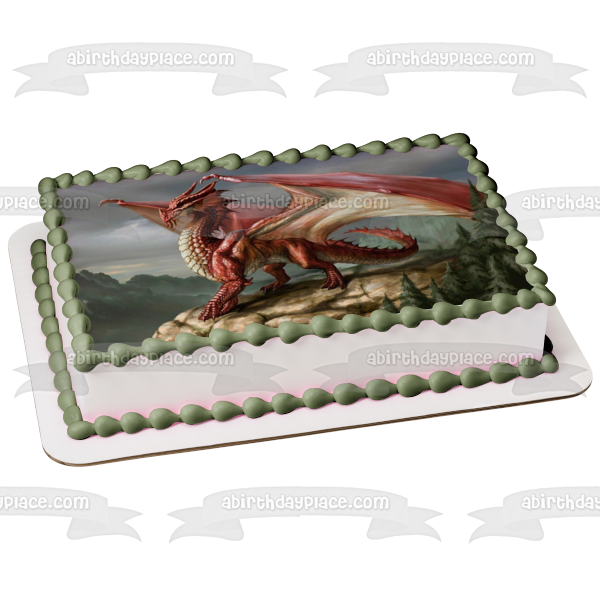 Imagen de decoración comestible para tarta con dragón rojo de mazmorras y dragones ABPID49788 