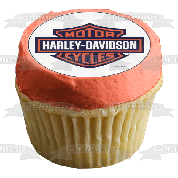 Harley-Davidson Motor Cycles Logo and the American Flag Edible Cupcake Topper Images ABPID03561