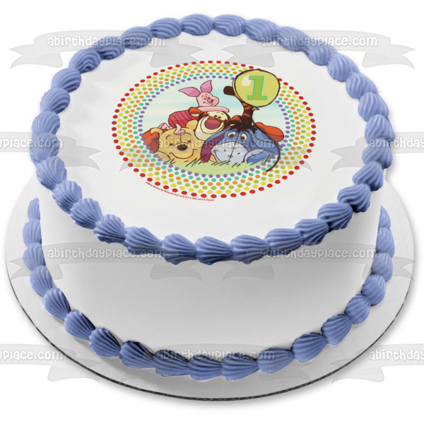 Winnie the Pooh 1st Birthday Tigger Pigley and Eeyore Edible Cake Topper Image ABPID03584