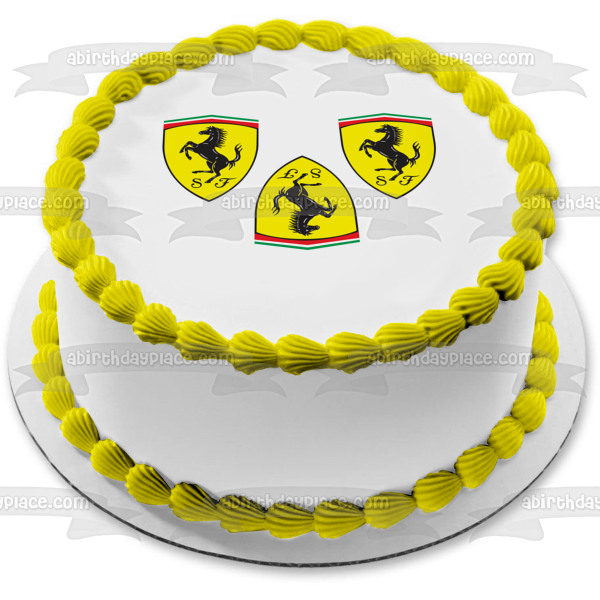 Imagen comestible para decoración de tarta con logotipos de Ferrari ABPID49860 