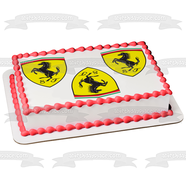 Imagen comestible para decoración de tarta con logotipos de Ferrari ABPID49860 