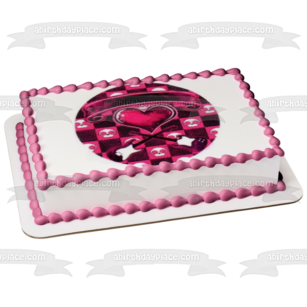 Pink Rockin Hottie Logo Calaveras Guitarras abundantes Imagen comestible para tarta ABPID49866 