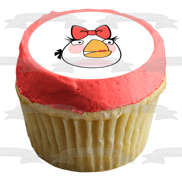 Angry Birds White Bird Bow Edible Cake Topper Image ABPID03649