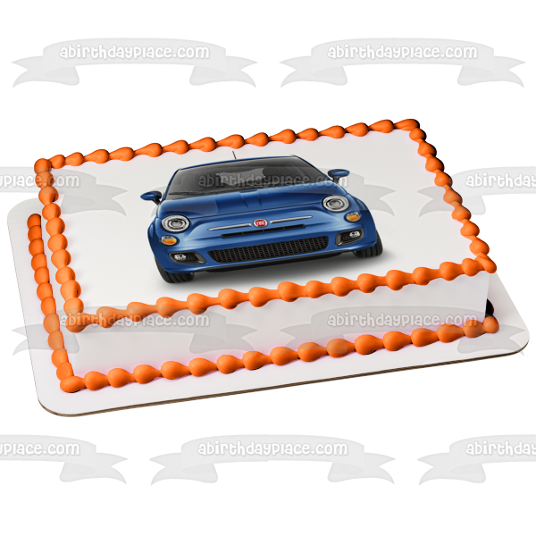 Imagen comestible para decoración para tarta, color azul, Fiat 500 2019, ABPID03663 