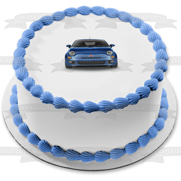 Imagen comestible para decoración para tarta, color azul, Fiat 500 2019, ABPID03663 