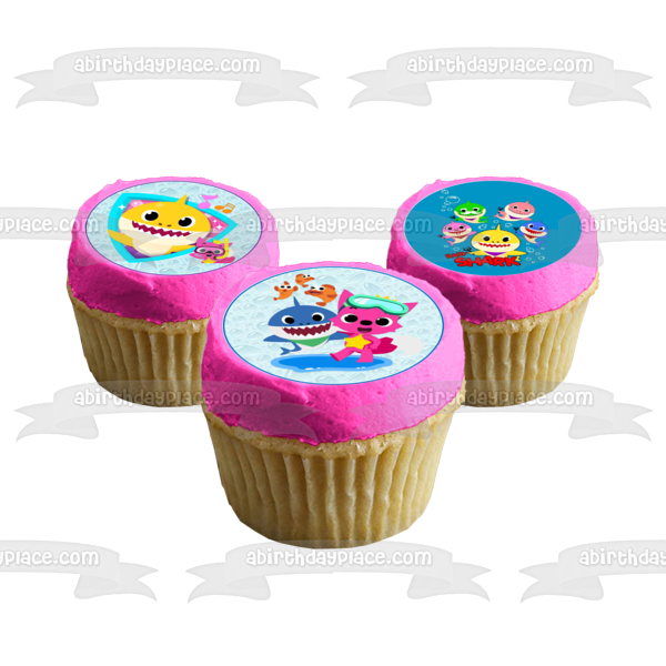 Bebé Tiburón Mamá Tiburón Papá Tiburón Abuela Tiburón Abuelo Tiburón Comestible Cupcake Topper Imágenes ABPID49923 