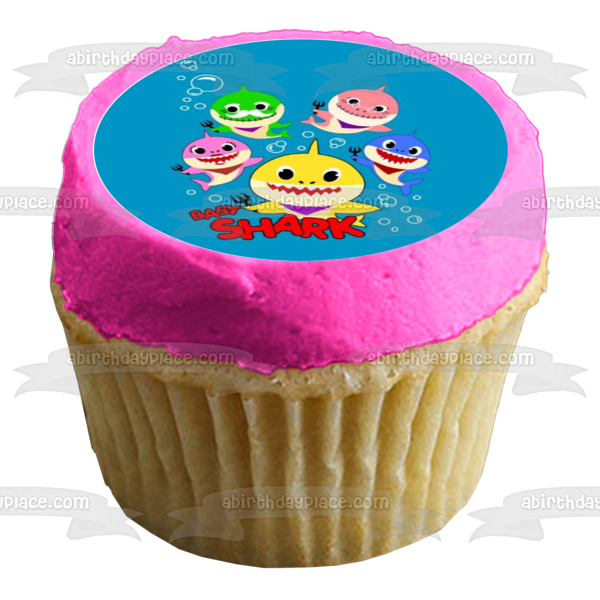 Bebé Tiburón Mamá Tiburón Papá Tiburón Abuela Tiburón Abuelo Tiburón Comestible Cupcake Topper Imágenes ABPID49923 